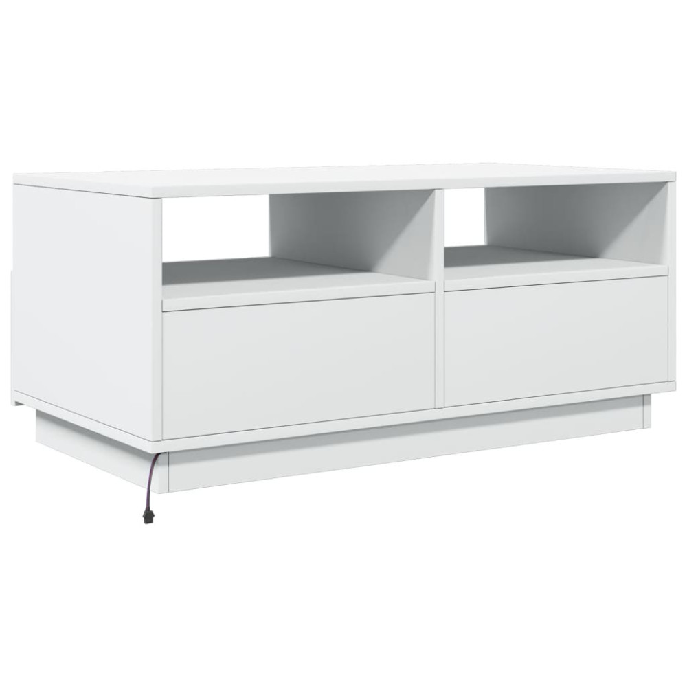 Produktbild för Soffbord med LED vit 90x49x40 cm