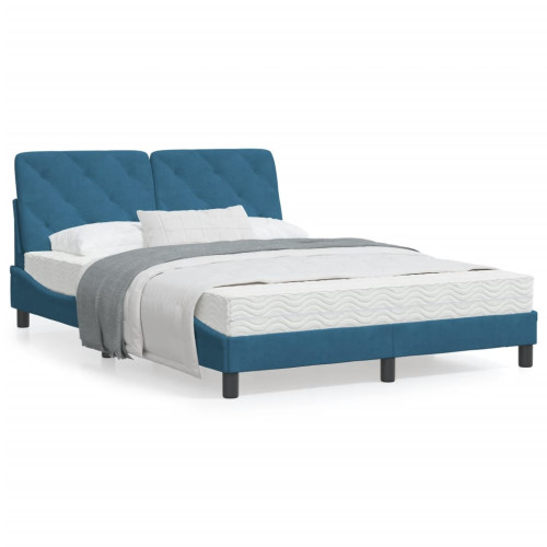 vidaXL Bed Frame without Mattress Blue 140x200 cm Velvet - Sängar & Sängramar