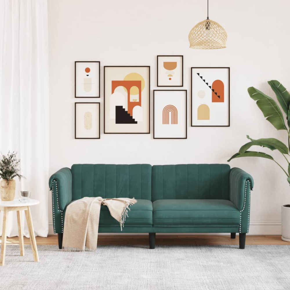Produktbild för Soffa 2-sits mörkgrön sammet