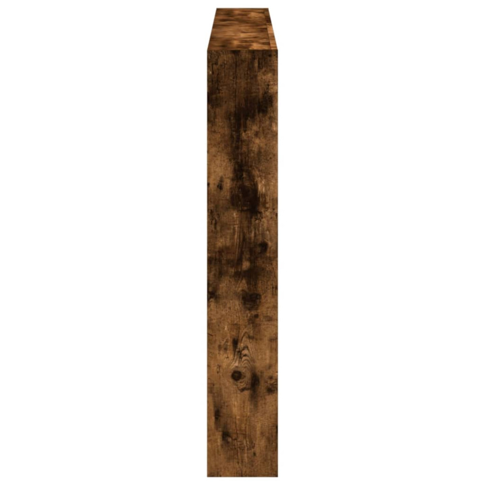 Produktbild för Sänggavel med LED rökfärgad ek 160x17x102 cm