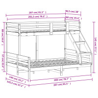 Produktbild för Våningssäng 90x200/140x200 cm vit massiv furu