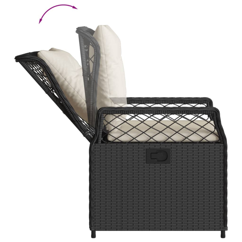 Produktbild för Matgrupp för trädgården med dynor 5 delar svart konstrottning