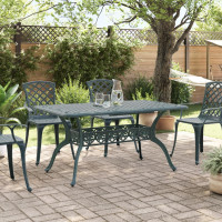 Produktbild för Trädgårdsbord grön 150x90x72 cm gjuten aluminium
