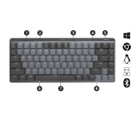 Produktbild för Logitech MX Mini Mechanical tangentbord Trådlös RF + Bluetooth QWERTY Amerikanskt internationellt grafit, Grå