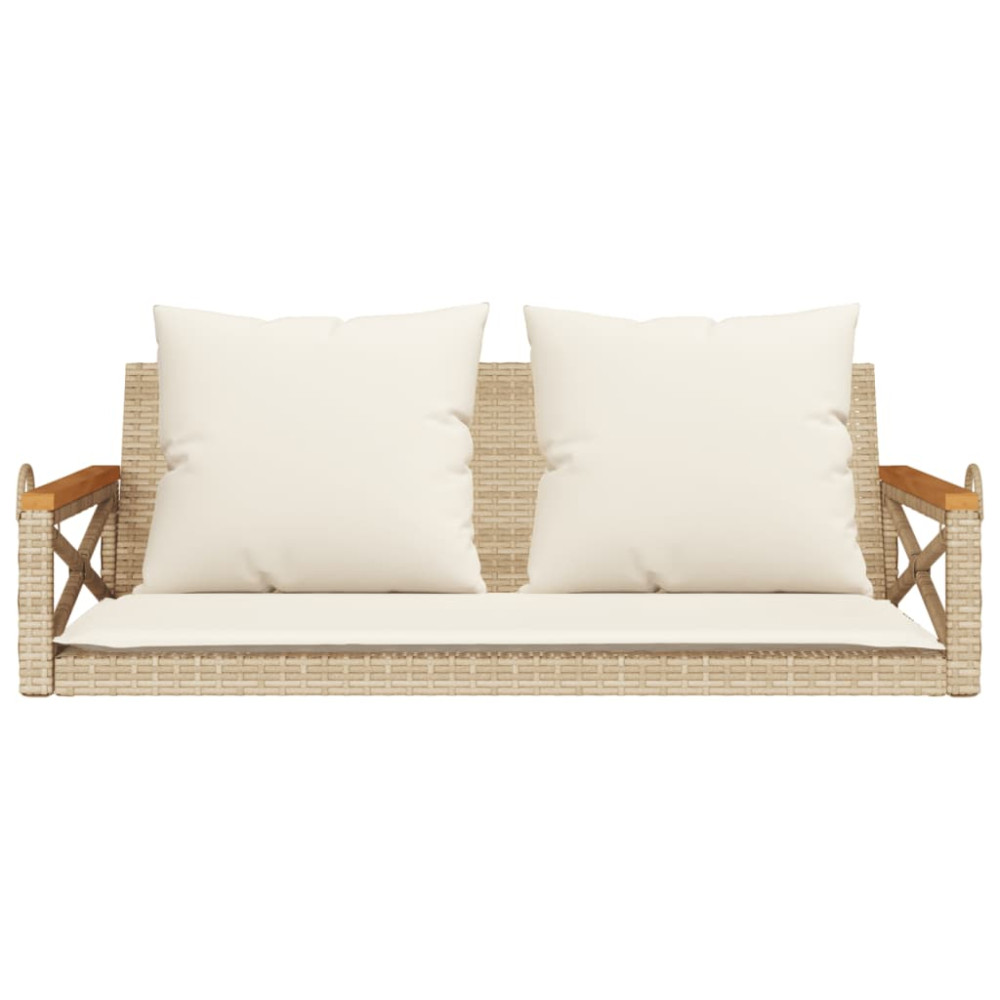 Produktbild för Gungbänk med dynor beige 109x62x40 cm konstrotting