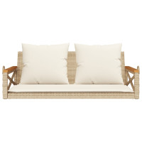Produktbild för Gungbänk med dynor beige 109x62x40 cm konstrotting