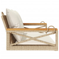 Produktbild för Gungbänk med dynor beige 109x62x40 cm konstrotting