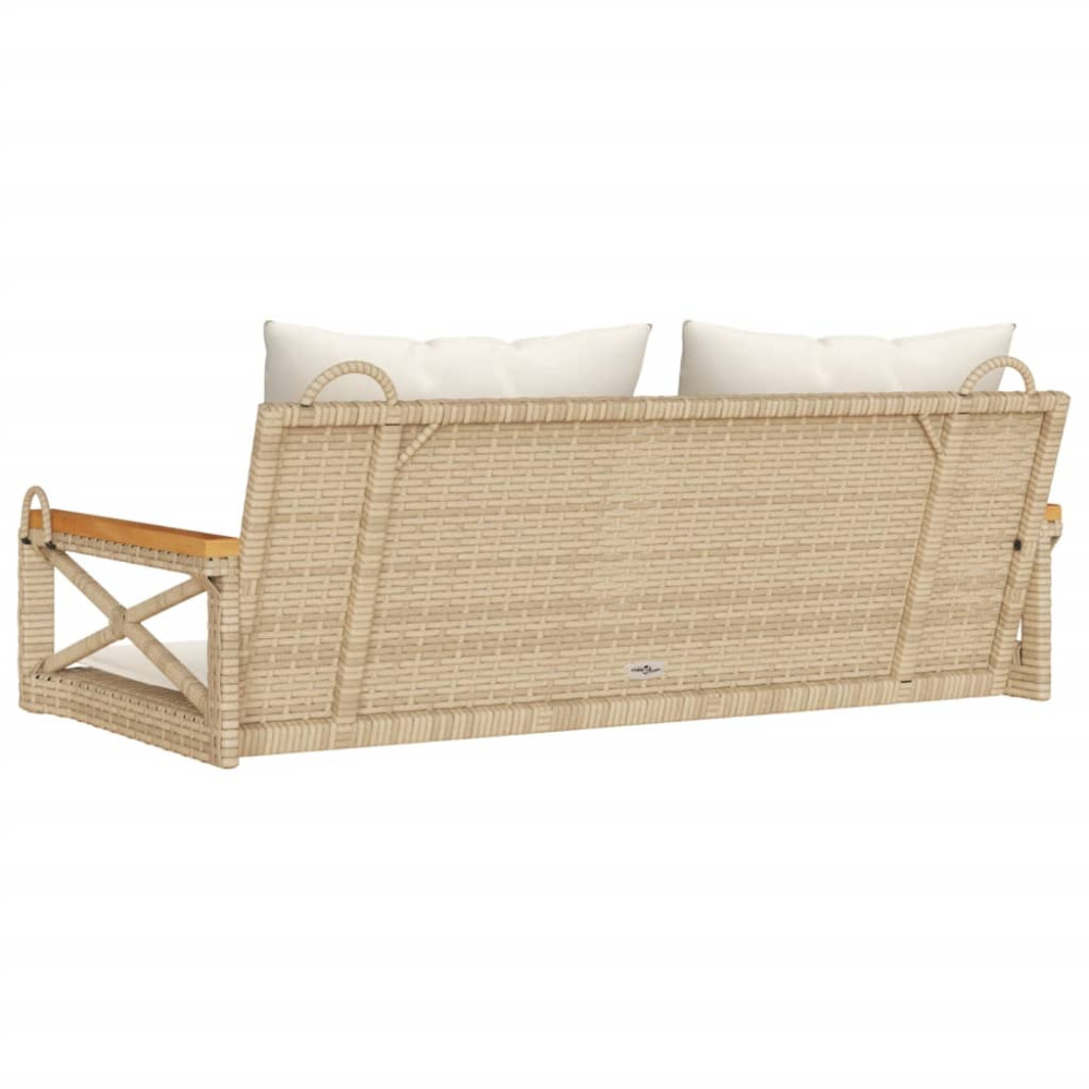 Produktbild för Gungbänk med dynor beige 109x62x40 cm konstrotting