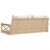 Produktbild för Gungbänk med dynor beige 109x62x40 cm konstrotting