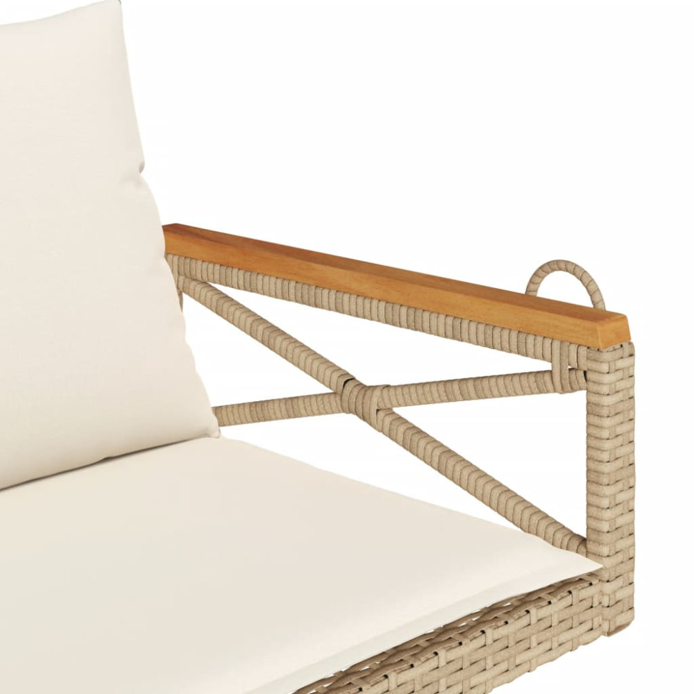 Produktbild för Gungbänk med dynor beige 109x62x40 cm konstrotting