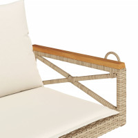 Produktbild för Gungbänk med dynor beige 109x62x40 cm konstrotting