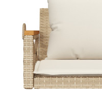 Produktbild för Gungbänk med dynor beige 109x62x40 cm konstrotting
