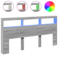 Produktbild för Sänggavel med LED grå sonoma 200x17x102 cm