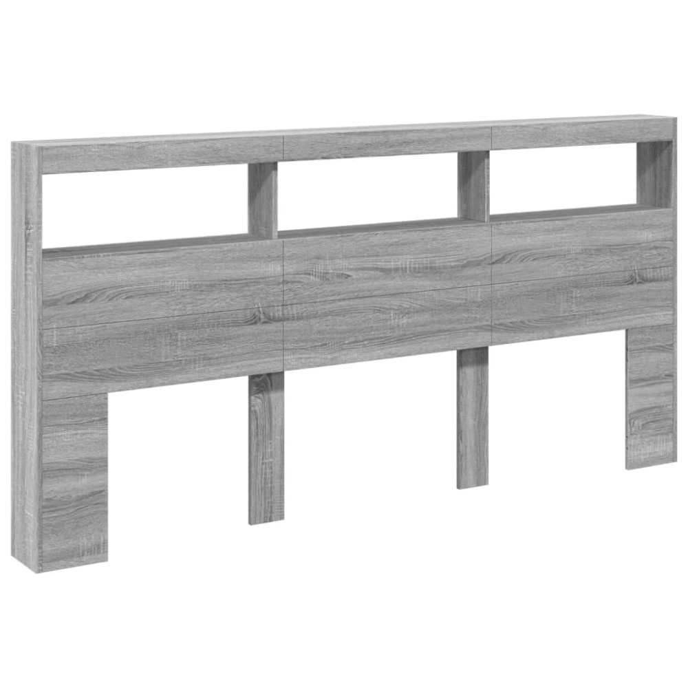 Produktbild för Sänggavel med LED grå sonoma 200x17x102 cm