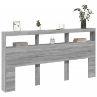 Produktbild för Sänggavel med LED grå sonoma 200x17x102 cm