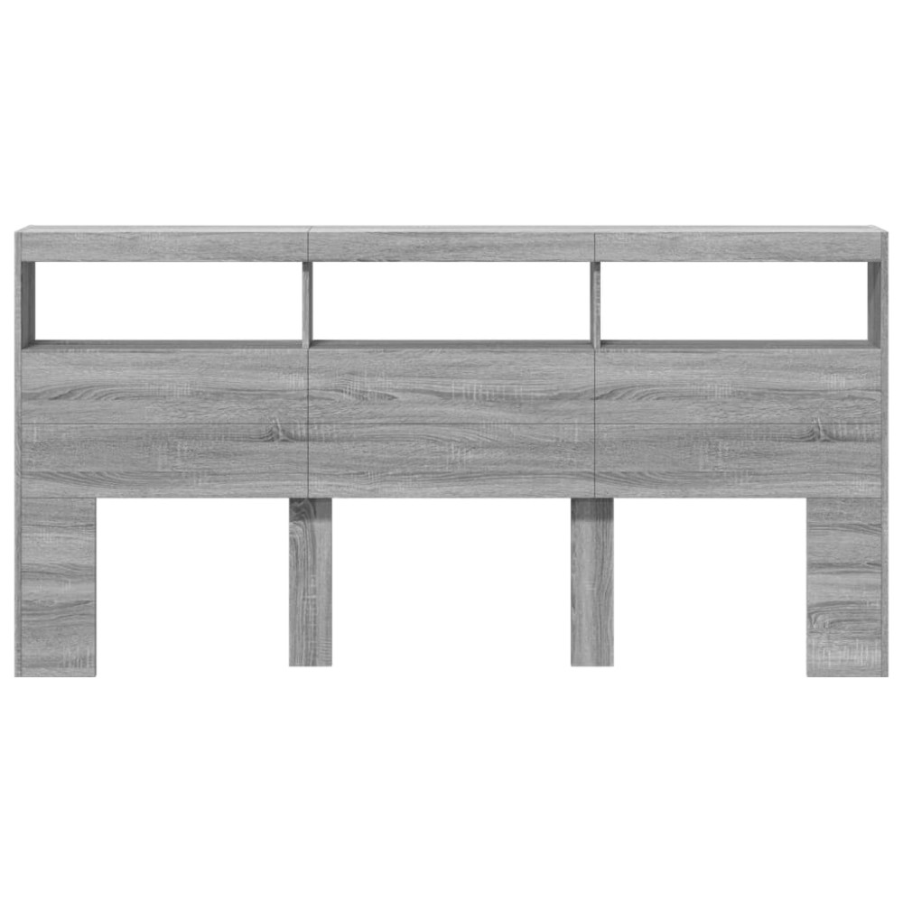 Produktbild för Sänggavel med LED grå sonoma 200x17x102 cm