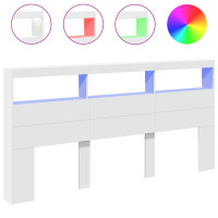 Produktbild för Sänggavel med LED vit 200x17x102 cm