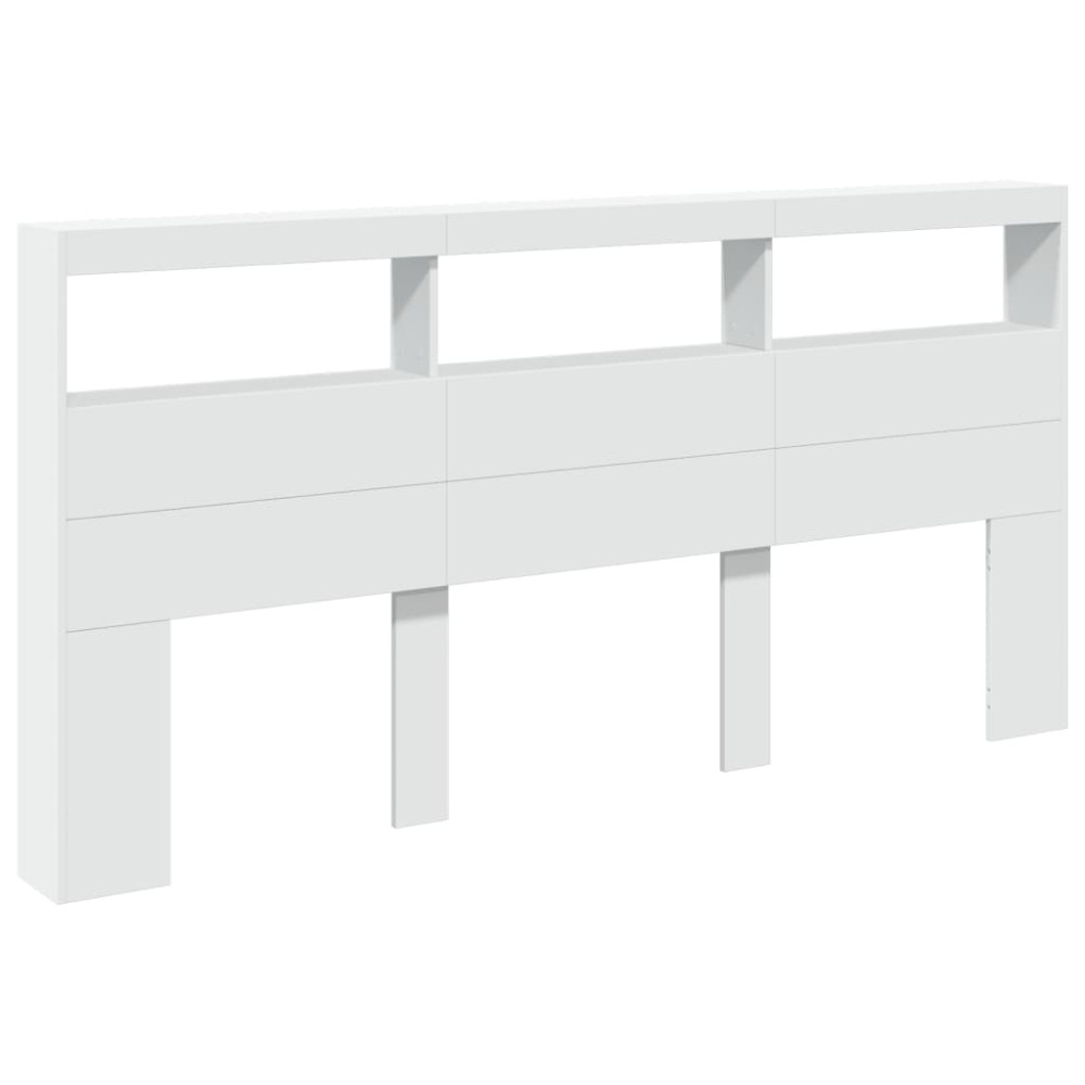 Produktbild för Sänggavel med LED vit 200x17x102 cm