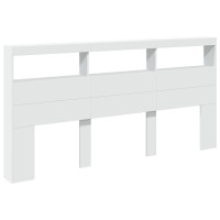 Produktbild för Sänggavel med LED vit 200x17x102 cm