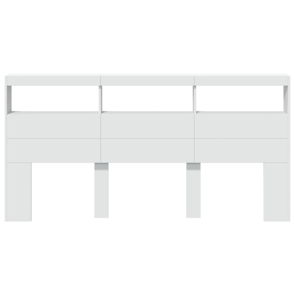 Produktbild för Sänggavel med LED vit 200x17x102 cm