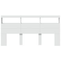 Produktbild för Sänggavel med LED vit 200x17x102 cm