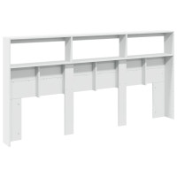 Produktbild för Sänggavel med LED vit 200x17x102 cm