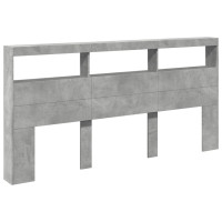 Produktbild för Sänggavel med LED betonggrå 200x17x102 cm