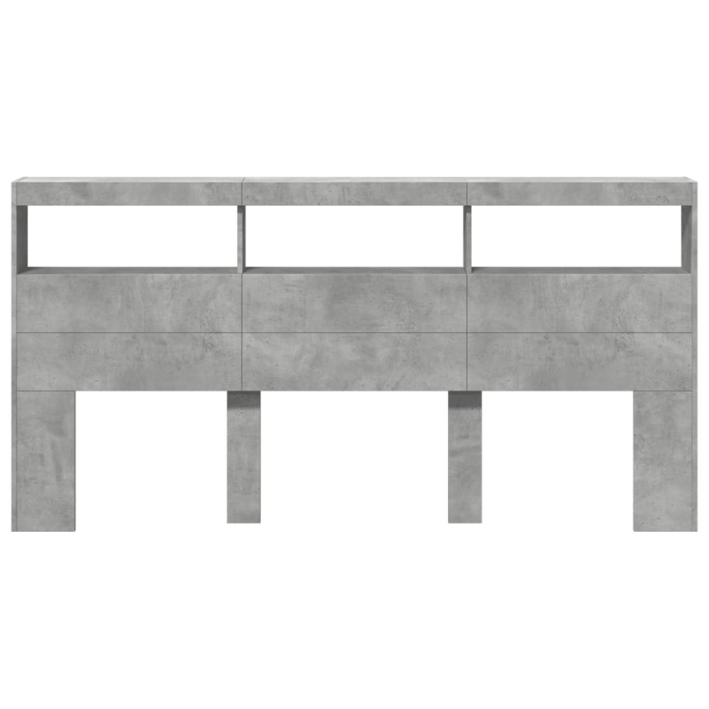Produktbild för Sänggavel med LED betonggrå 200x17x102 cm
