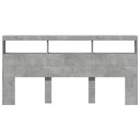 Produktbild för Sänggavel med LED betonggrå 200x17x102 cm