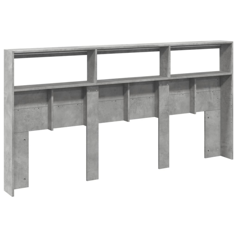 Produktbild för Sänggavel med LED betonggrå 200x17x102 cm