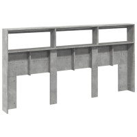 Produktbild för Sänggavel med LED betonggrå 200x17x102 cm