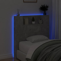 Produktbild för Sänggavel med LED betonggrå 100x16,5x103,5 cm