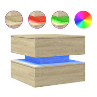 Produktbild för Soffbord med LED sonoma-ek 50x50x40 cm