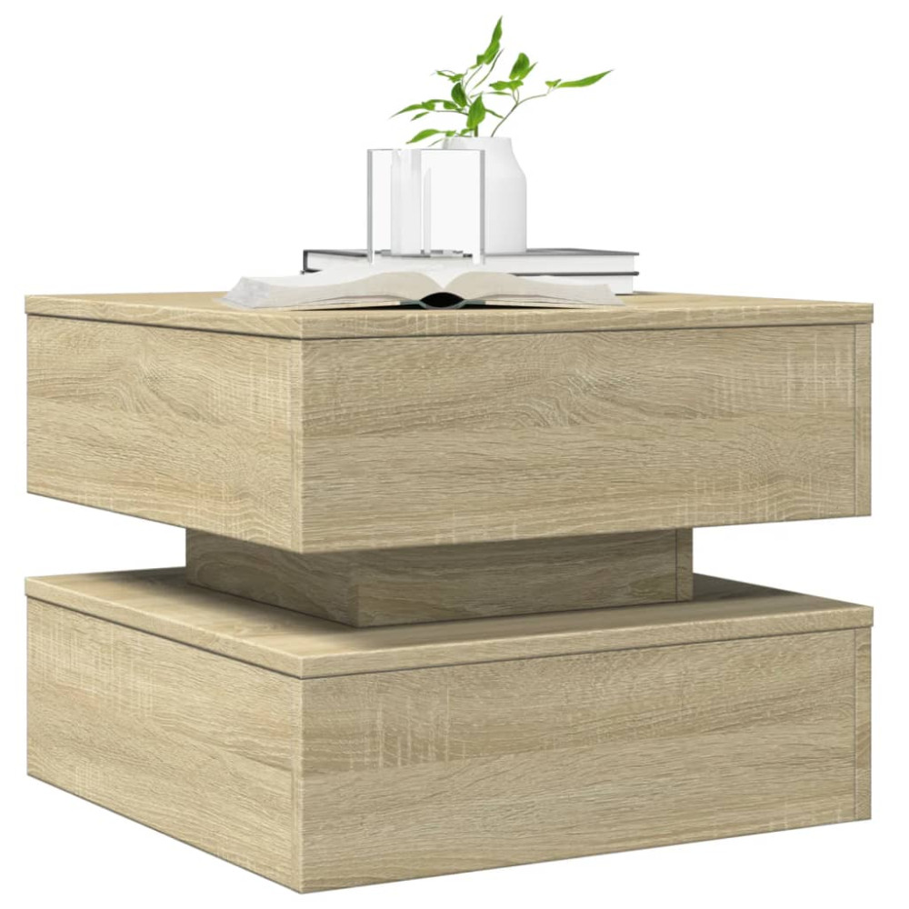 Produktbild för Soffbord med LED sonoma-ek 50x50x40 cm