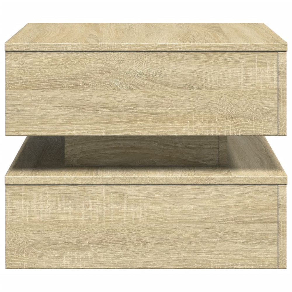 Produktbild för Soffbord med LED sonoma-ek 50x50x40 cm