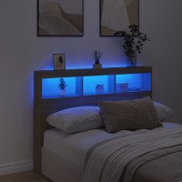 Produktbild för Sänggavel med LED sonoma-ek 140x17x102 cm