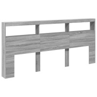 Produktbild för Sänggavel med LED grå sonoma 220x17x102 cm