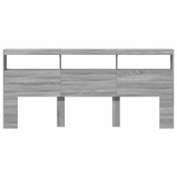 Produktbild för Sänggavel med LED grå sonoma 220x17x102 cm