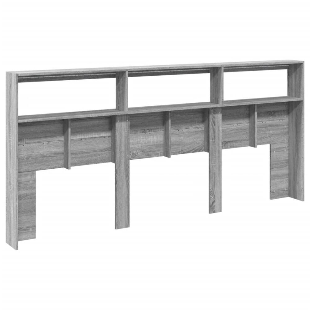 Produktbild för Sänggavel med LED grå sonoma 220x17x102 cm