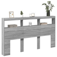 Produktbild för Sänggavel med LED grå sonoma 180x17x102 cm