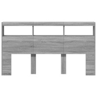 Produktbild för Sänggavel med LED grå sonoma 180x17x102 cm