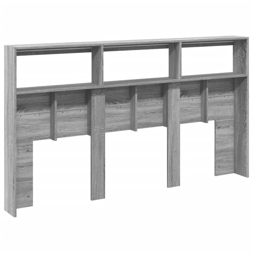 Produktbild för Sänggavel med LED grå sonoma 180x17x102 cm