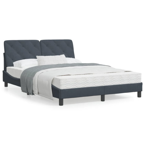 vidaXL Bed Frame with LED without Mattress Dark Grey 140x200 cm Velvet - Sängar & Sängramar