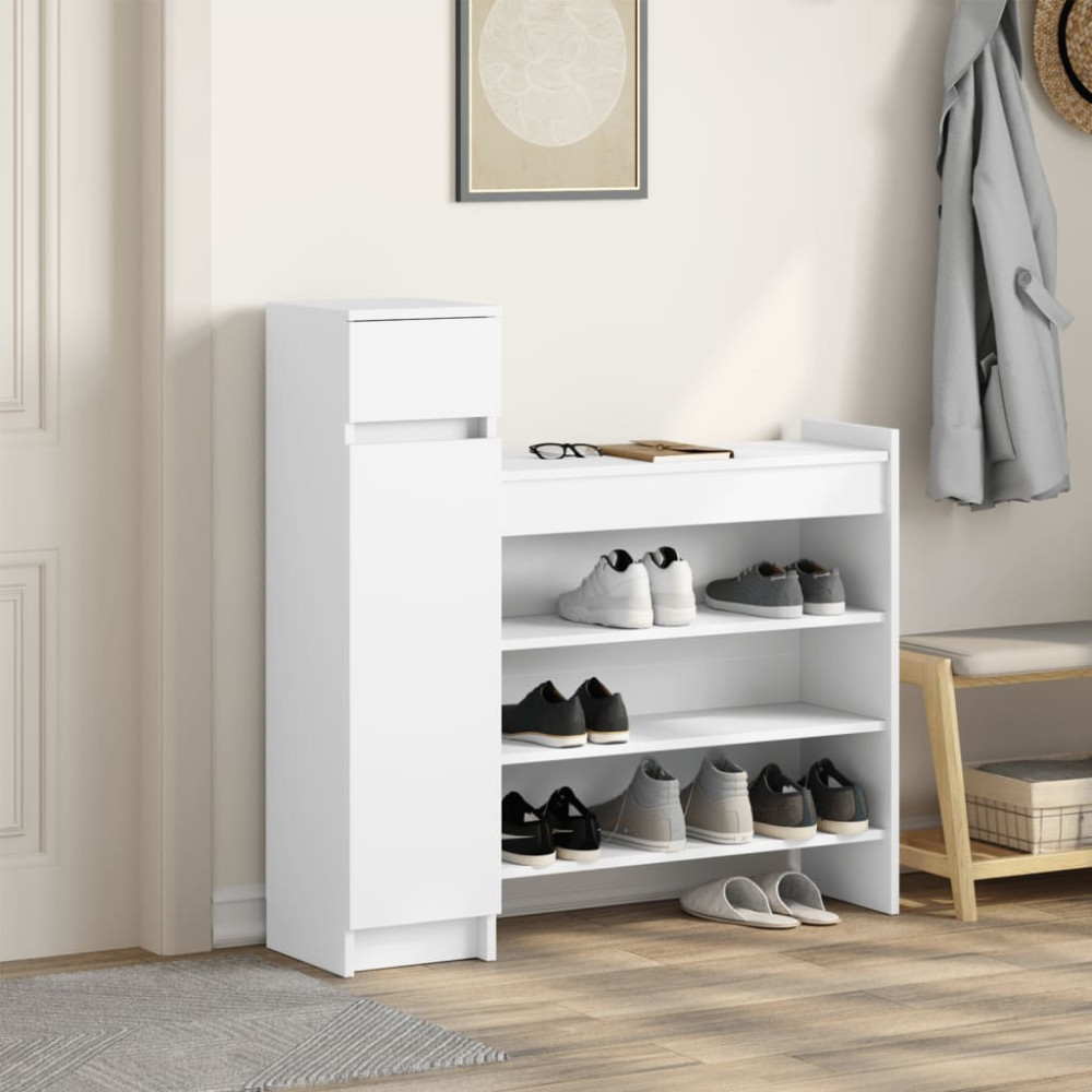 Produktbild för Skoskåp vit 100,5x28x100 cm konstruerat trä
