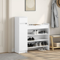 Produktbild för Skoskåp vit 100,5x28x100 cm konstruerat trä