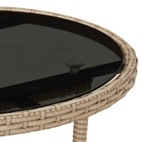Produktbild för Matgrupp för trädgård med dynor 5 delar beige konstrotting&glas