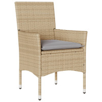 Produktbild för Matgrupp för trädgård med dynor 5 delar beige konstrotting&glas