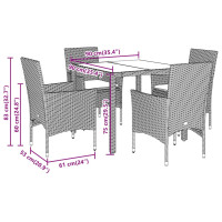 Produktbild för Matgrupp för trädgård med dynor 5 delar beige konstrotting&glas
