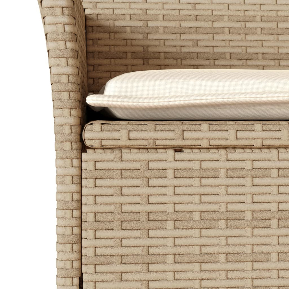 Produktbild för Matgrupp för trädgård med dynor 5 delar beige konstrotting&glas