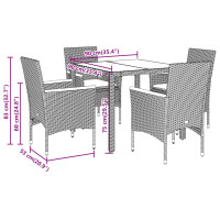 Produktbild för Matgrupp för trädgård med dynor 5 delar beige konstrotting&glas